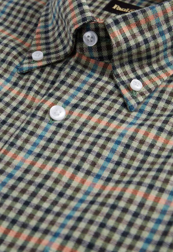 Paul Stuart Small Plaid Flannel Sport Shirt, image 3