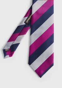 Paul Stuart Woven Silk Three Color Stripe Tie, thumbnail 1