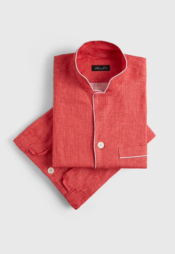Paul Stuart Linen Stand Collar Pajama, image 1