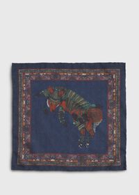 Paul Stuart Armed Fox Print Wool Pocket Square, thumbnail 3