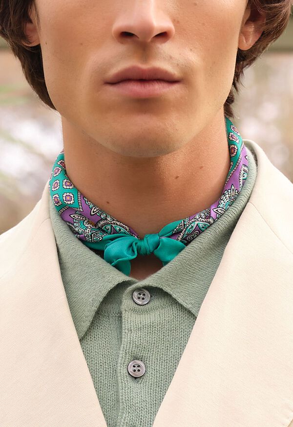 Paul Stuart Silk Twill Medallion Pocket Square, image 2