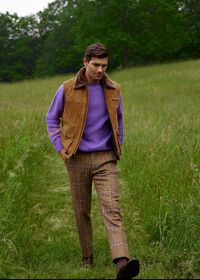 Paul Stuart Suede Vest with Beaver Fur Collar, thumbnail 5