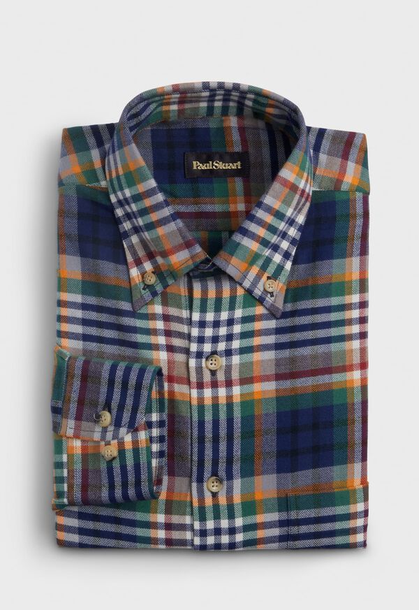 Paul Stuart Cotton Plaid Flannel Sport Shirt