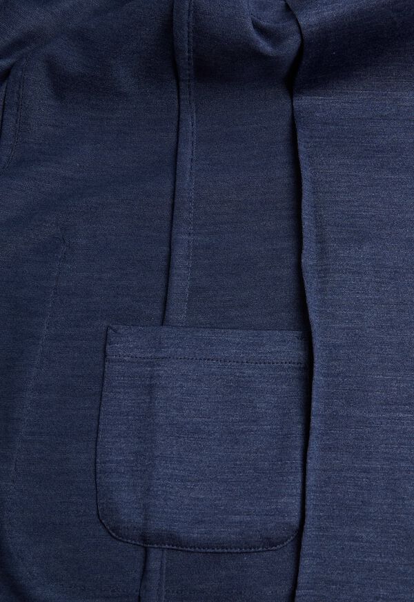 Paul Stuart Mid Blue Solid Jersey Knit Jacket With Patch Pocket, image 3