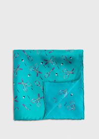 Paul Stuart Silk Twill Tennis Racket Print Pocket Square, thumbnail 1