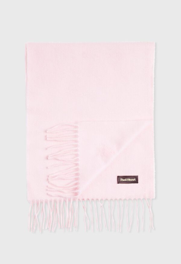 Paul Stuart Cashmere Solid Color Scarf with Embroidered Logo, image 2