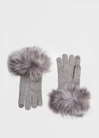 Paul Stuart Touchscreen Fox Fur Trim Glove, thumbnail 2