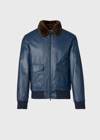 Paul Stuart Beaver Fur Lined Leather Blouson, thumbnail 1