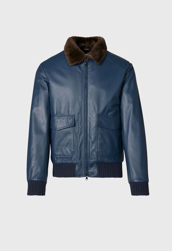 Paul Stuart Beaver Fur Lined Leather Blouson, image 1
