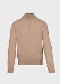 Paul Stuart Cashmere 1/4 Zip Sweater with Tonal Suede Under-Placket, thumbnail 1