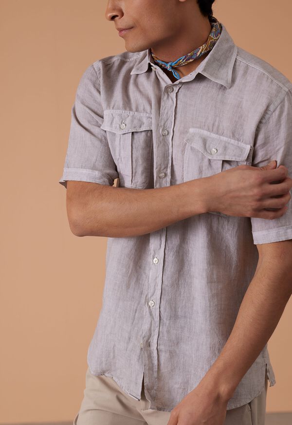 Paul Stuart Washed Linen Military Style Shirt, image 4