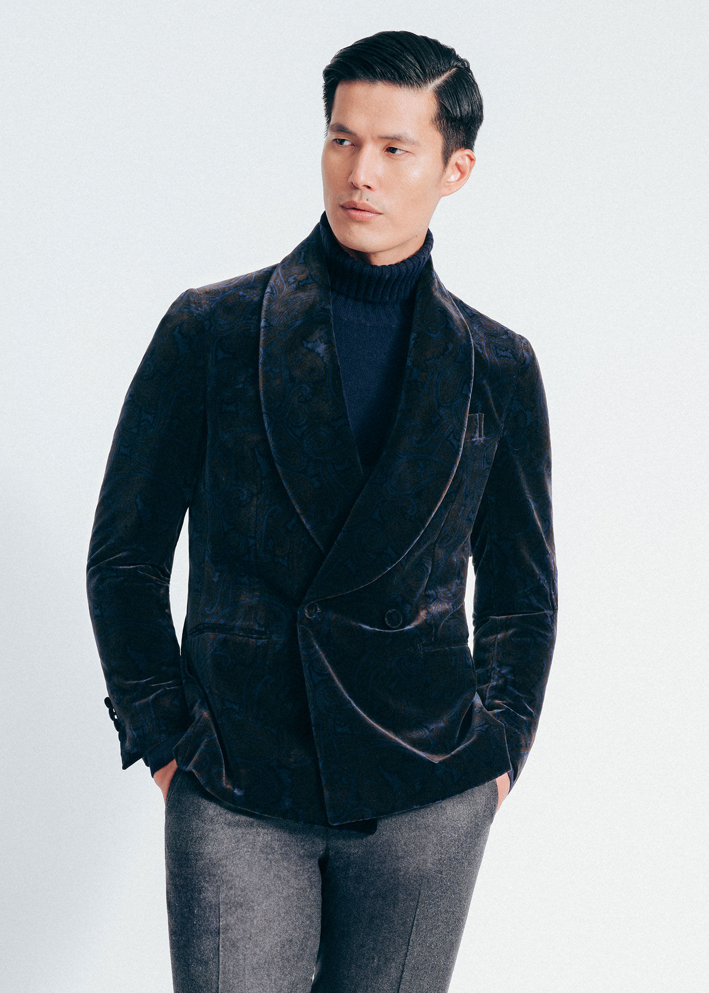 Paisley printed velvet tuxedo jacket on sale