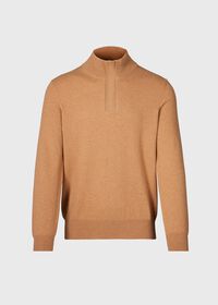 Paul Stuart Cashmere Quarter Zip with Suede Trim, thumbnail 1