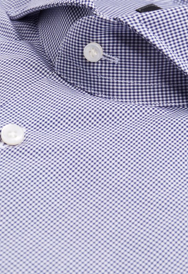 Paul Stuart Navy Mini Check Dress Shirt, image 2