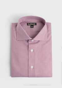 Paul Stuart Red Micro Jacquard Dress Shirt, thumbnail 1