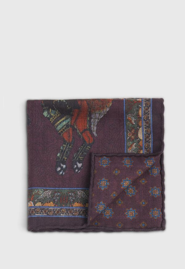 Paul Stuart Armed Fox Print Wool Pocket Square, image 1