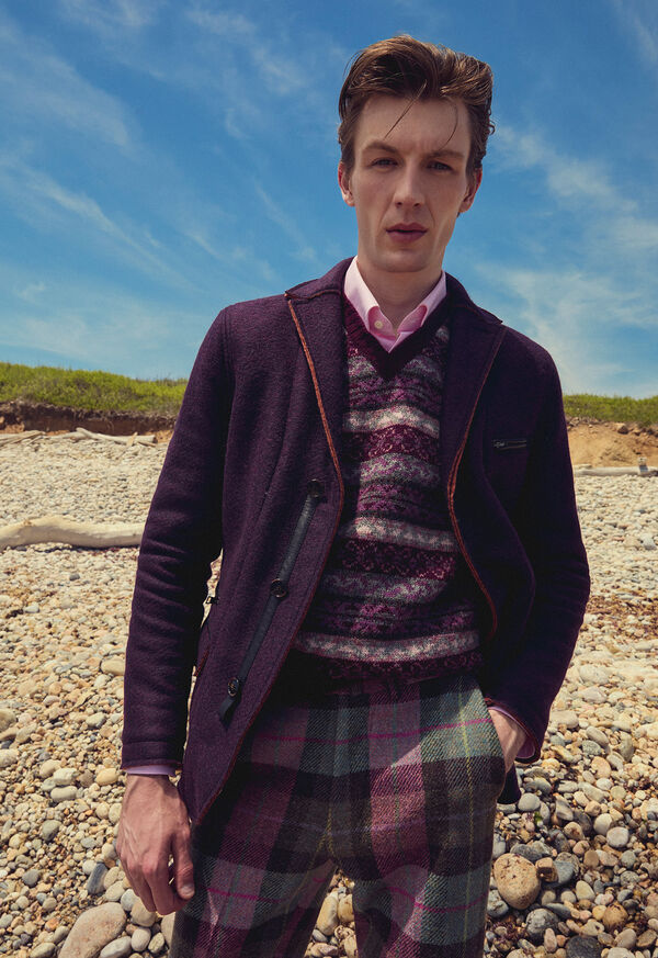 Paul Stuart Shetland Wool Fair Isle V-Neck Sweater, image 2