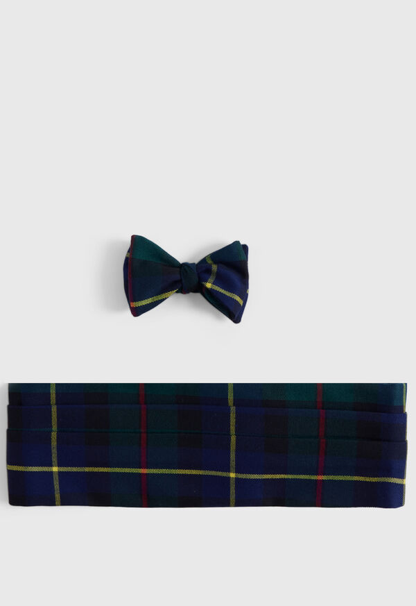 Paul Stuart Wool Plaid Bow Tie and Cummerbund Set, image 1