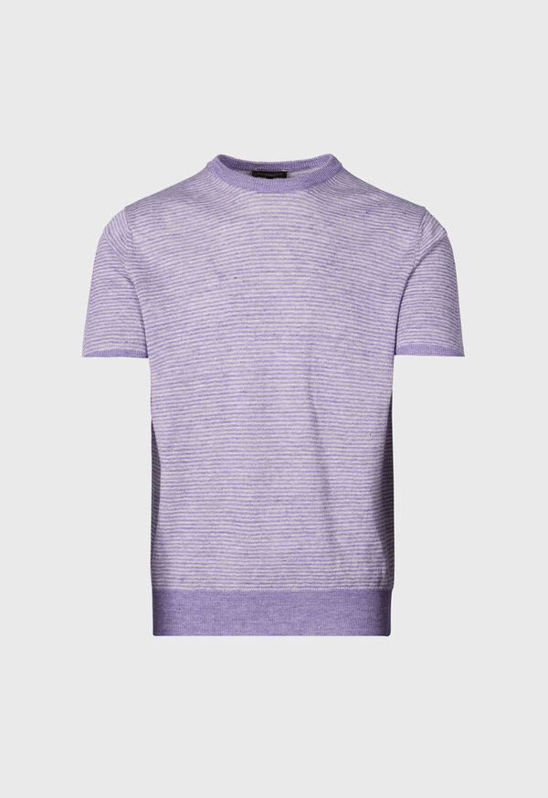 Paul Stuart Striped Short Sleeve Linen Crewneck