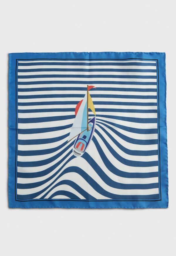 Paul Stuart Sailboat Printed Silk Pocket Square, image 3