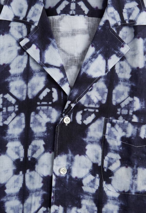 Paul Stuart Indigo Tie Dye Print Camp Collar Shirt, image 2