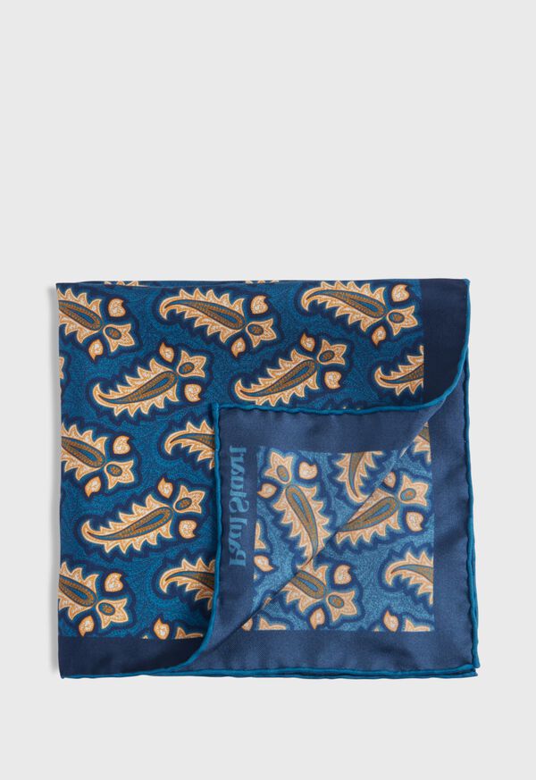 Paul Stuart Silk Tossed Paisley Medallion Pocket Square