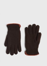 Paul Stuart Cashmere Ribbed Glove with Leather Trim Cuff, thumbnail 1