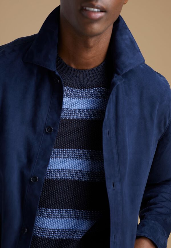 Paul Stuart Blue Stripe & Suede Jacket, image 1