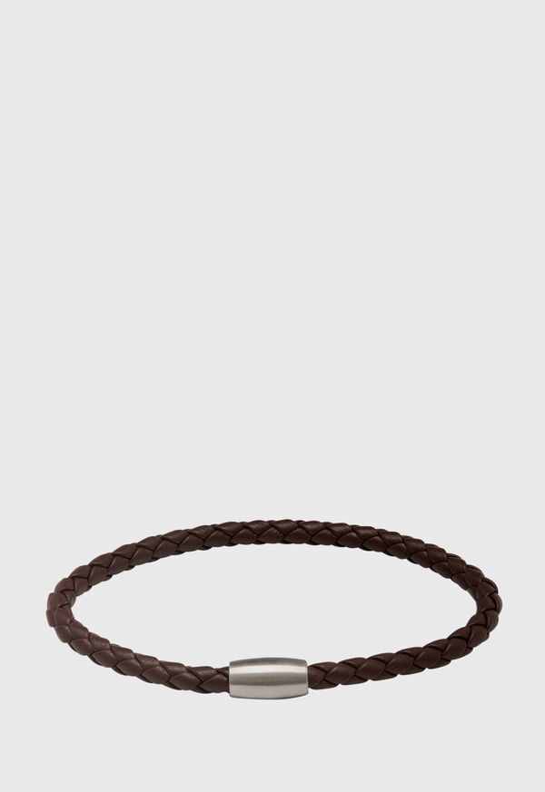 Paul Stuart Brown Woven Leather Bracelet with Magnetic Closure, image 1