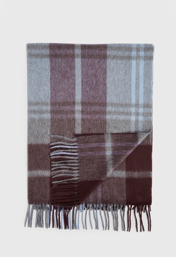 Paul Stuart Wine Plaid Scarf, image 1
