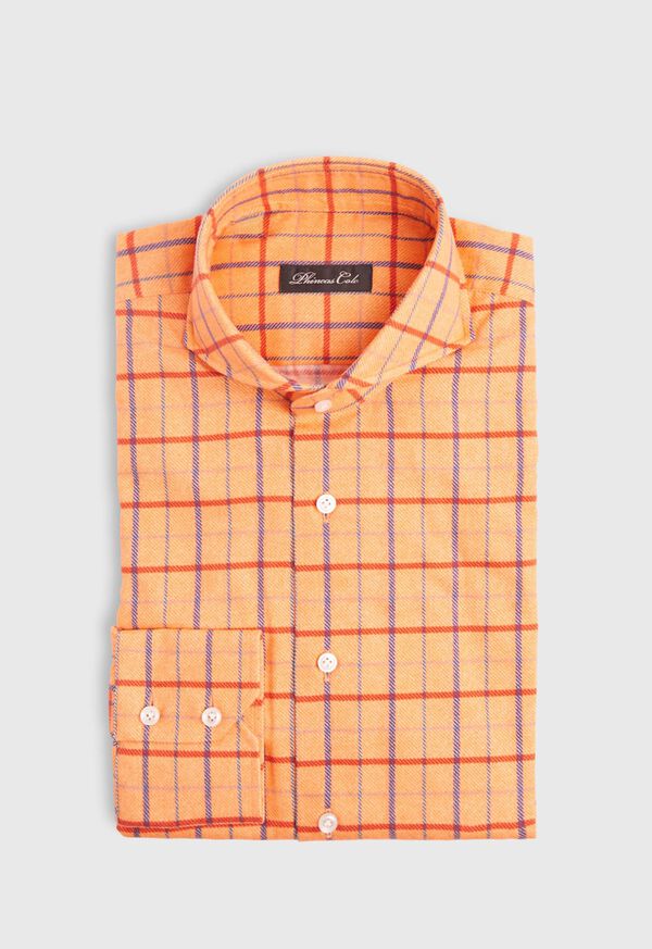 Paul Stuart Brushed Cotton Printed Plaid Sport Shirt, image 1