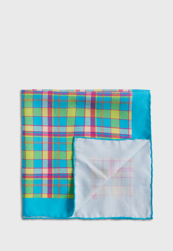 Paul Stuart Habotai Silk Plaid Pocket Square, image 1