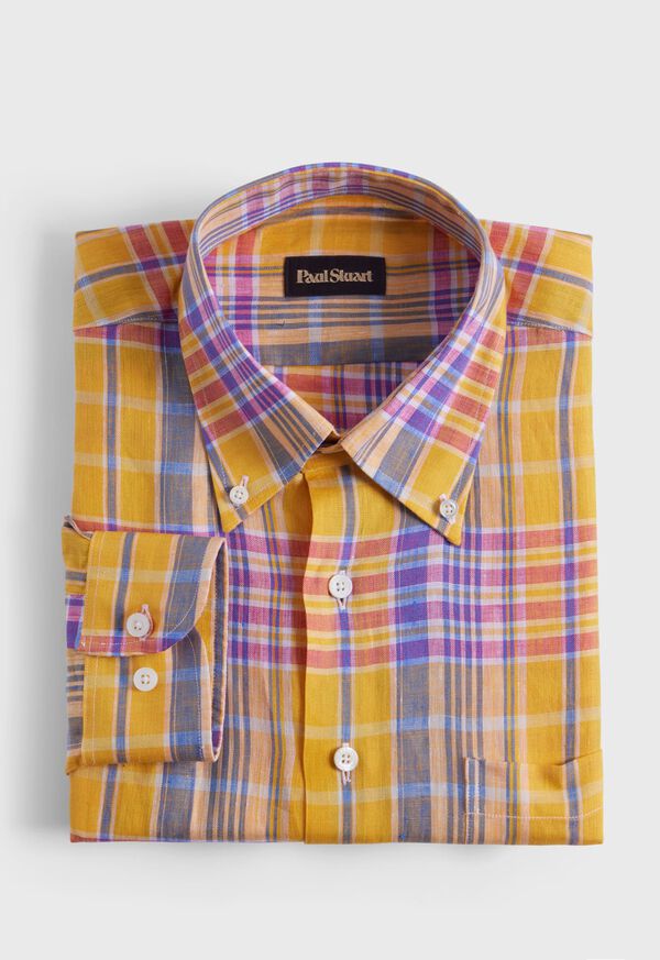 Paul Stuart Linen Plaid Sport Shirt, image 1