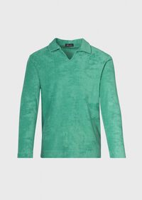 Paul Stuart Cotton Terry Cloth Long Sleeve Polo, thumbnail 1