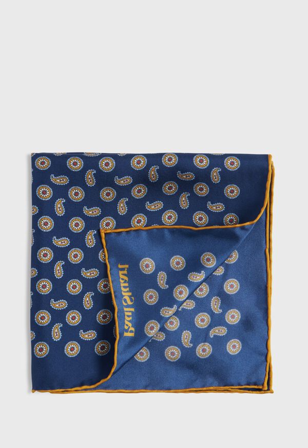 Paul Stuart Printed Silk Tossed Medallion Pocket Square, image 1