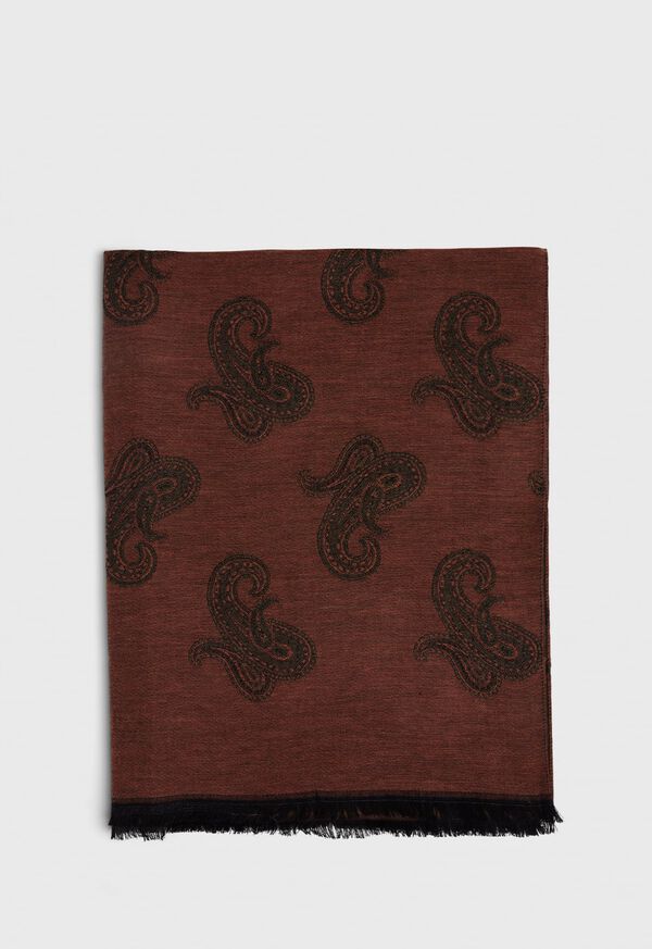 Paul Stuart Jacquard Paisley Wool Blend Scarf, image 2