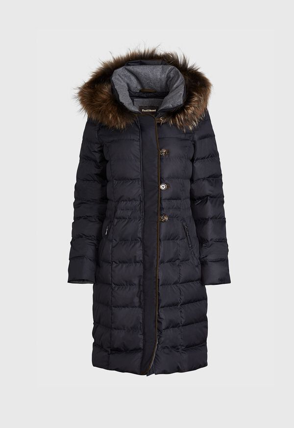 Paul Stuart Long Puffer Coat with Fur Hood, image 1