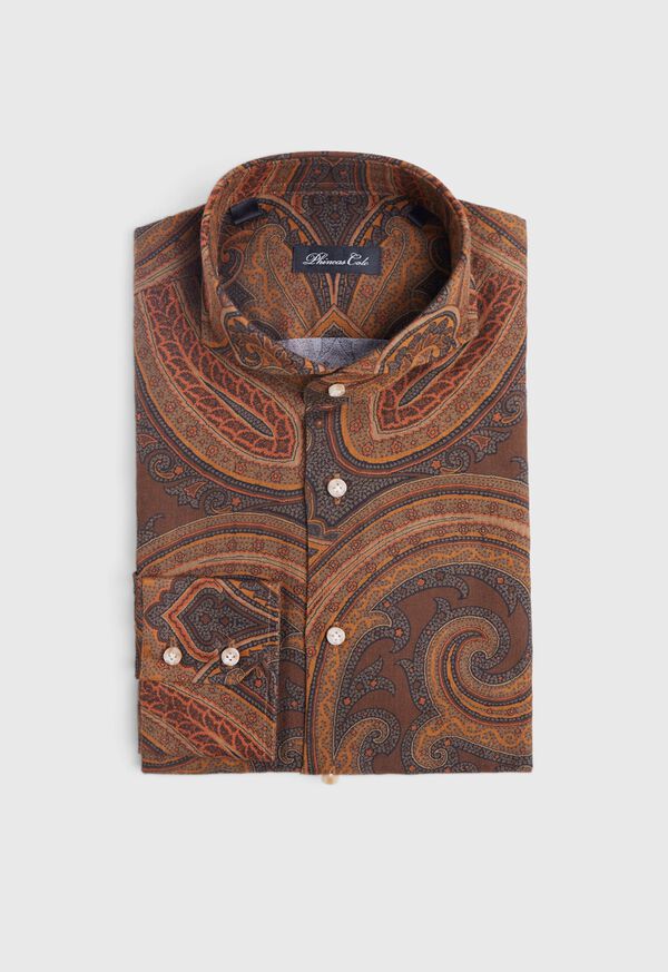 Paul Stuart Brown Paisley Print Sport Shirt, image 1