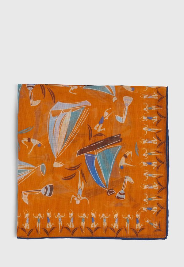 Paul Stuart Vintage Beach Scene Pocket Square, image 2