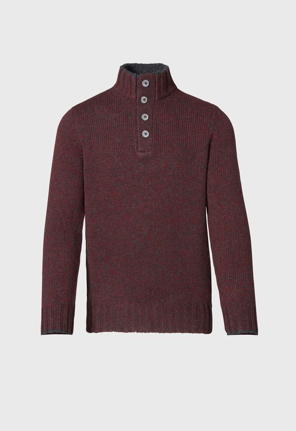 Paul Stuart Marled Button Mock Neck Sweater, image 1