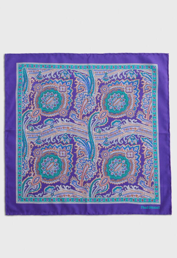 Paul Stuart Silk Twill Paisley Pocket Square, image 2