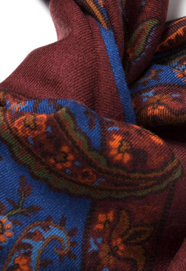 Paul Stuart Paisley Bordered Cashmere and Silk Scarf, image 3