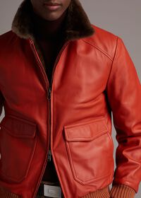 Paul Stuart Beaver Fur Lined Leather Blouson, thumbnail 2
