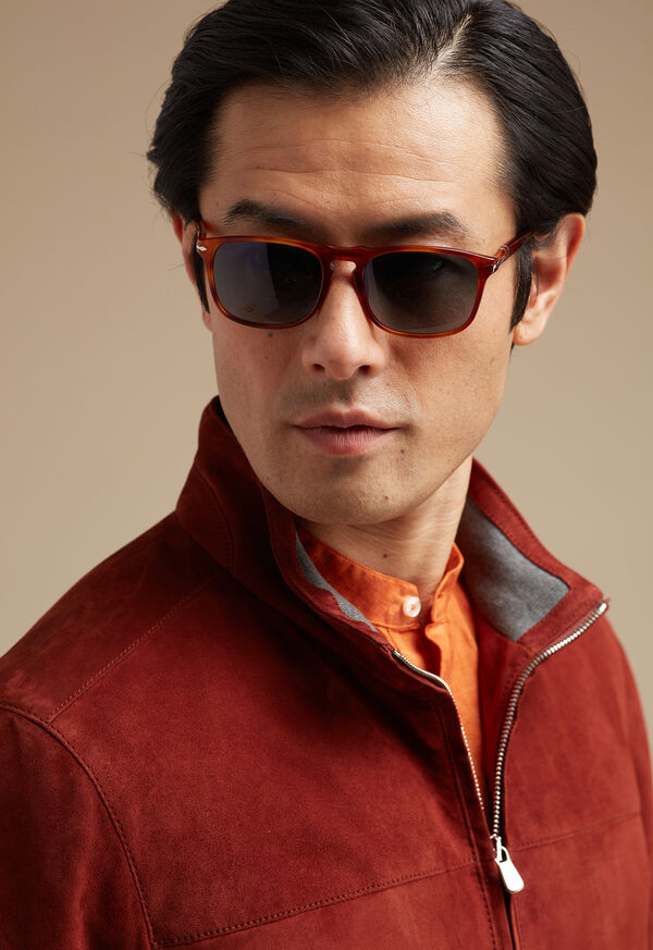 Paul Stuart Suede Bomber Jacket with Knit Trim, image 2