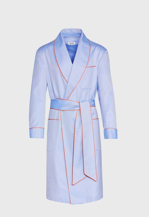 Paul Stuart Blue Herringbone Robe With Orange Trim, image 1