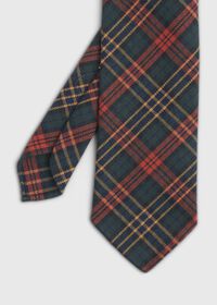 Paul Stuart Green & Red Tartan Wool Tie, thumbnail 1