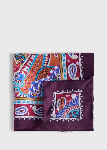 Paul Stuart Printed Silk Paisley Pocket Square