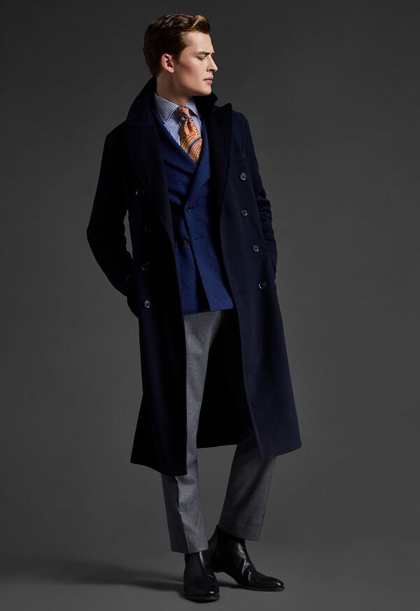 Men's Navy Italian Cashmere Overcoat