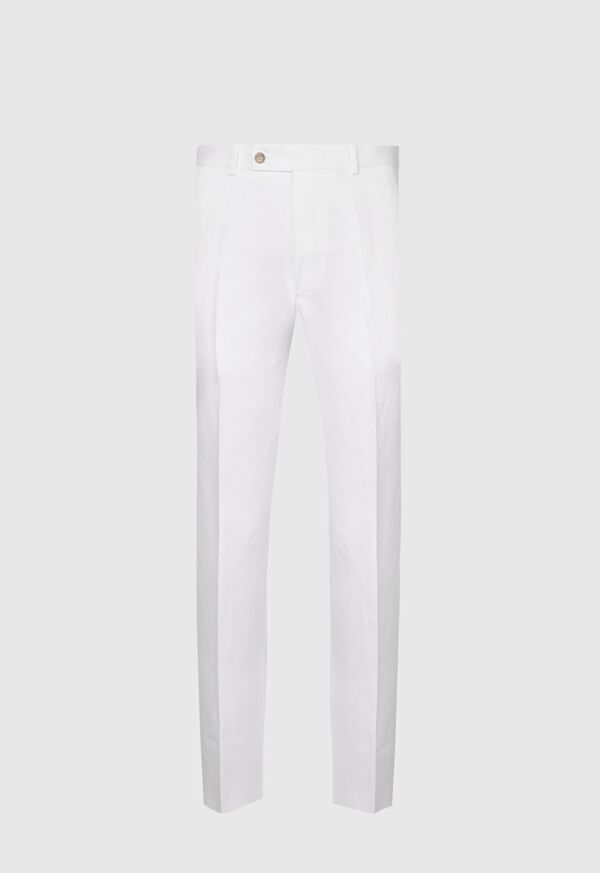 Paul Stuart White Solid Linen & Cotton Pant, image 1