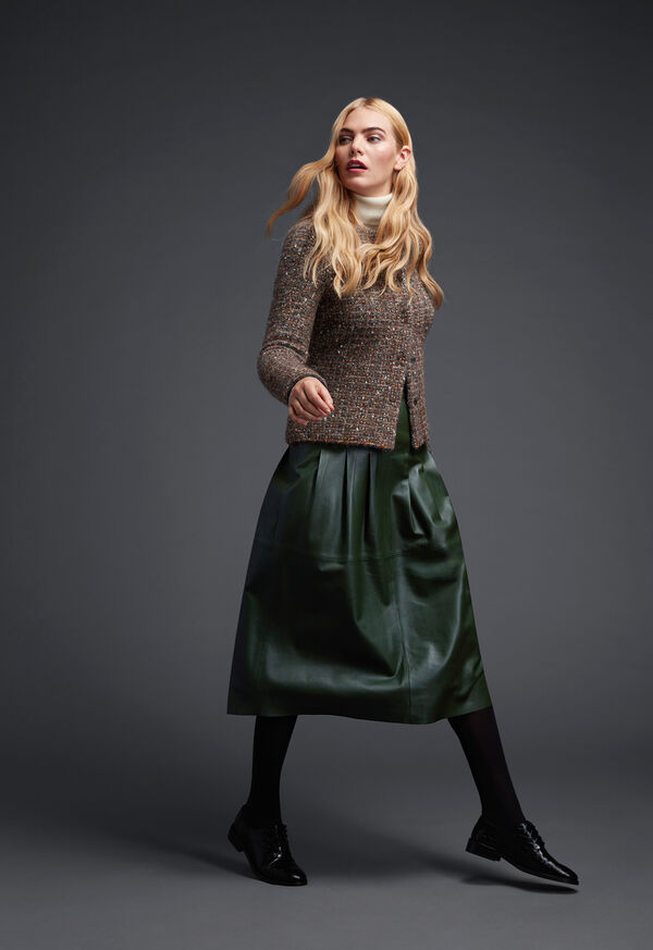 Paul Stuart Pleated Leather Skirt, image 2